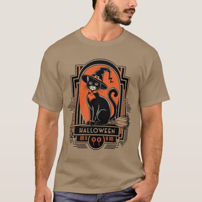 Camiseta Bruja negra de gato clásica de los años 1920 (Anverso)