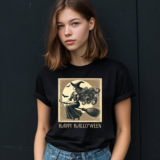 Camiseta Bruja negra y elegante en la habitación, Halloween (Subido por el creador)