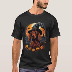 Camiseta Bruja Perro Setter Irlandés Espeluznante Halloween