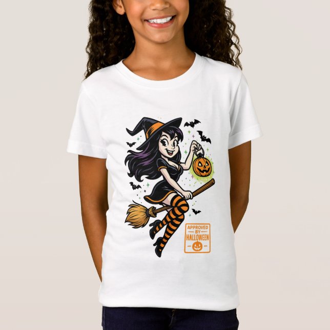 Camiseta Bruja personalizado - Aprobada por Halloween (Anverso)