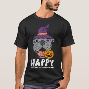 Camiseta Bruja Pitbull Feliz Aullido O Ween Calabaza Hallow