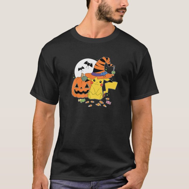 Camiseta Bruja Pokémon Pikachu Con Caramelo Premium (Anverso)