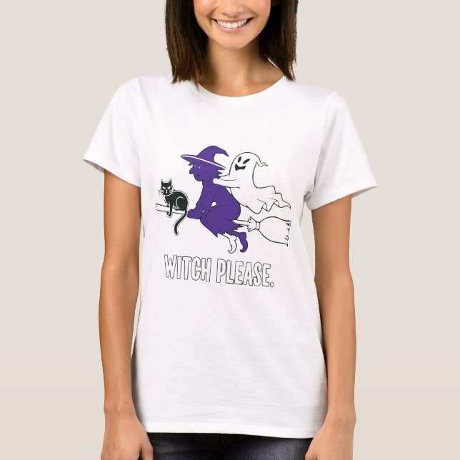 Camiseta Bruja, por favor, divertida Halloween Fantasma Bru (Anverso)