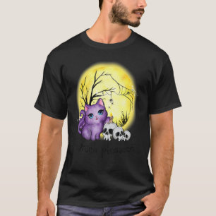 Camiseta Bruja Por Favor Gato Adorable Con Telaraña Y Calav
