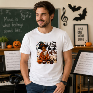 Camiseta Bruja Profesora de Música Necesita Café Divertido