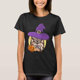Camiseta Bruja Pug Calabaza Halloween Mujeres Amante Perro