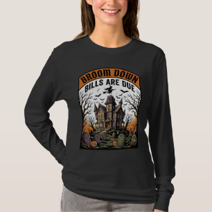 Camiseta Bruja Recolectora de Facturas de Halloween Escoba 