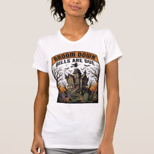 Camiseta Bruja Recolectora de Facturas de Halloween Escoba 