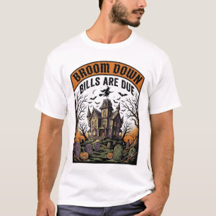 Camiseta Bruja Recolectora de Facturas de Halloween Escoba