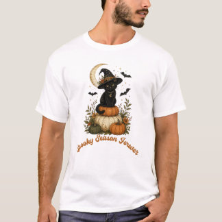 Camiseta Bruja Retro Gato Negro Temporada Espeluznante Por