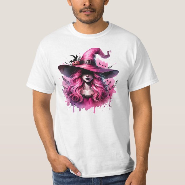 Camiseta Bruja rosa encantada - Impresión de arte de Hallow (Anverso)