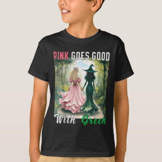 Camiseta Bruja Rosa Va Bien Con Bruja De Halloween Verde Mu
