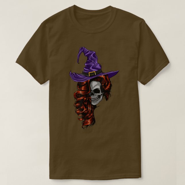 Camiseta Bruja Skeleton - Cráneo de Brujas Guay & Scary Red (Diseño del anverso)