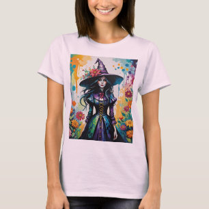 Camiseta Bruja surrealista floral halloween