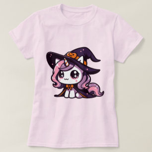 Camiseta Bruja Unicornio Kawaii Arte de Fantasía de Hallowe