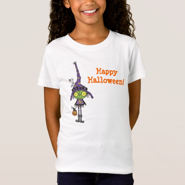 Camiseta Bruja verde linda Halloween (Anverso)