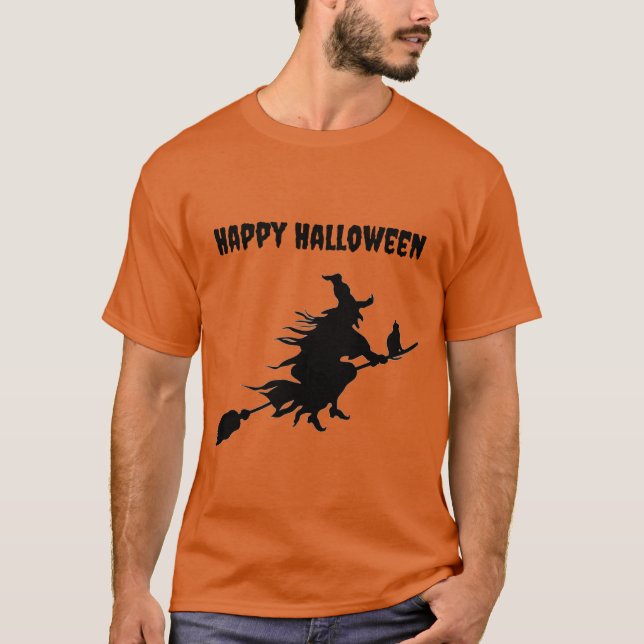 Camiseta Bruja voladora clásica en la habitación con Hallow (Anverso)