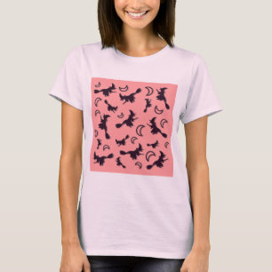 Camiseta Bruja voladora entre media luna en la noche de Hal