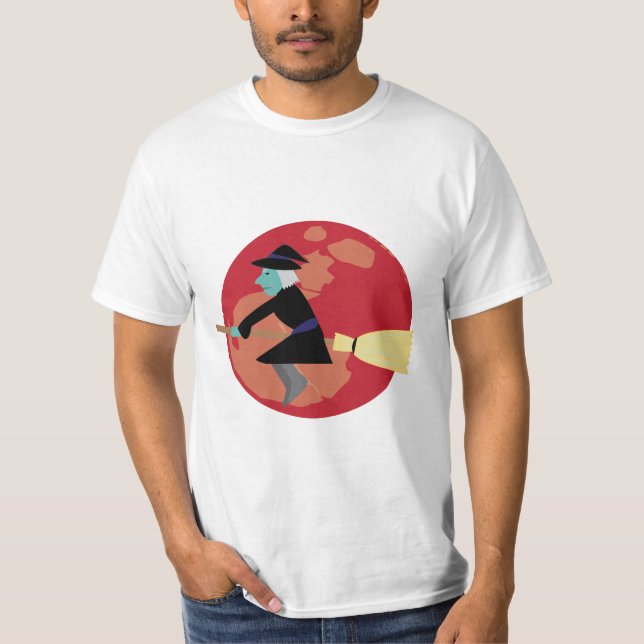 Camiseta Bruja volando de noche (Anverso)