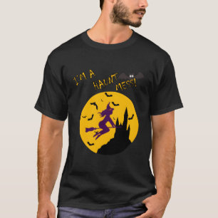 Camiseta Bruja Volando En Una Habitación Graciosa De Casas