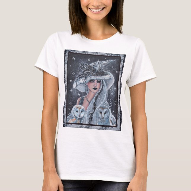 Camiseta bruja y búho de Halloween (Anverso)
