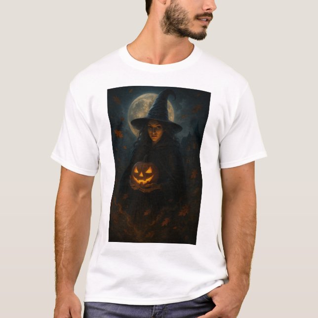 Camiseta Bruja y calabaza de medianoche - Halloween cinemát (Anverso)