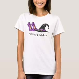 Camiseta Bruja y Fabulosos Sombrero y Tacones Halloween Lin