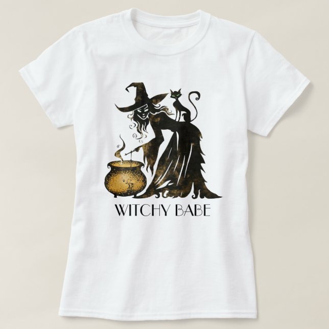 Camiseta Bruja y gato (Diseño del anverso)