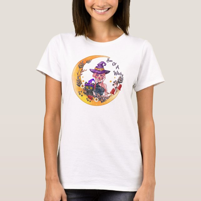 Camiseta Bruja y gato negro (Anverso)
