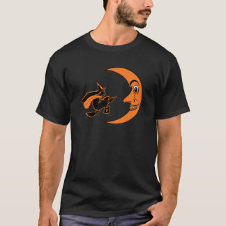 Camiseta Bruja y luna de Halloween del vintage