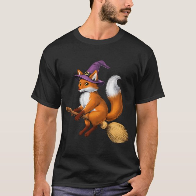 Camiseta Bruja Zorro Montando Escoba (Anverso)