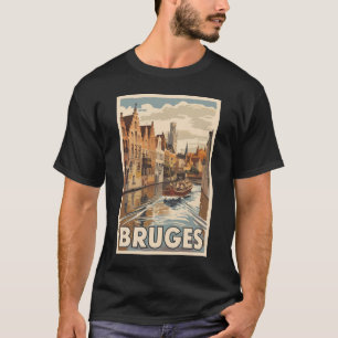 Camiseta Brujas Bélgica Ilustracion Viaje Arte Vintage