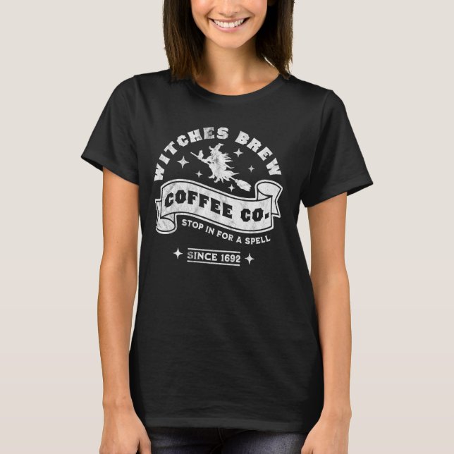 Camiseta Brujas Brew Café Salem 1692 Funny Halloween Wit (Anverso)
