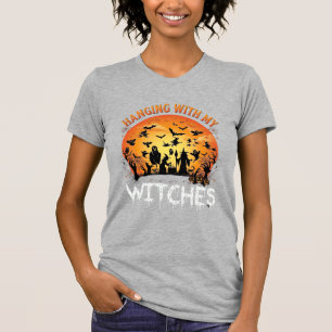 Camiseta Brujas Colgantes Luna de Halloween Murciélagos Cal