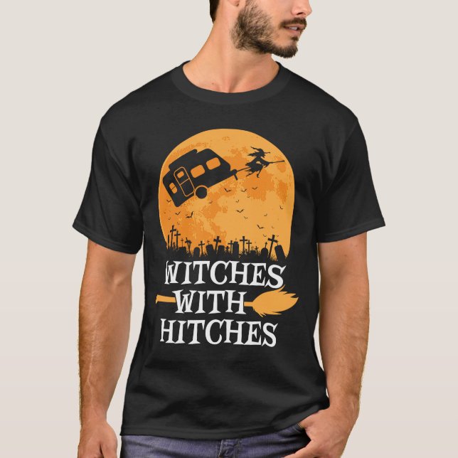 Camiseta Brujas con golpes Camping de Halloween (Anverso)