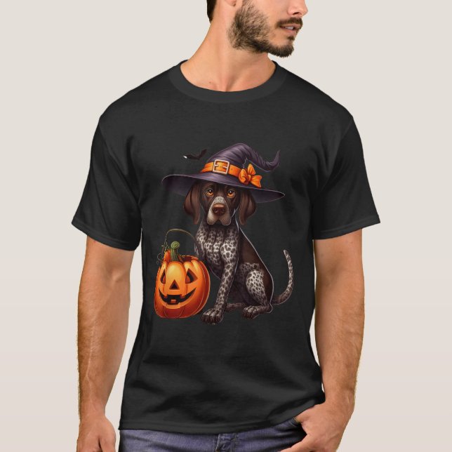 Camiseta Brujas de Halloween de Pointer de Pelo Corto Alemá (Anverso)