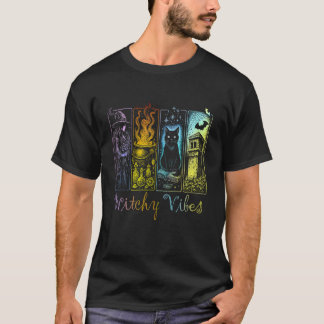 Camiseta Brujas de Halloween Vibraciones Bruja Gato Negro C