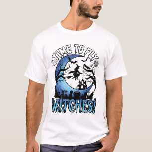 Camiseta Brujas de vuelo del tiempo Halloween Bruja volador