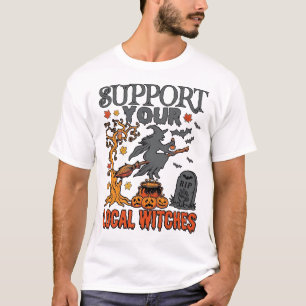 Camiseta Brujas Locales Halloween Caldera de Bruja Calabaza