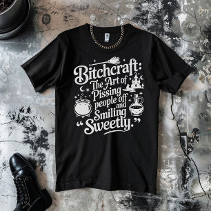 Camiseta Brujería de Halloween Blanco sobre Negro