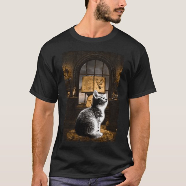 Camiseta Brujería gata estética Bruja Kitty Oscuro Arte (Anverso)