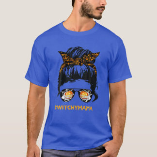 Camiseta Brujería Mama Messy Bun Skeleton Hand Pumpkin Hall