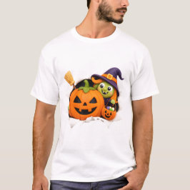Camiseta Brujita adorable y calabaza de arcilla figurativa