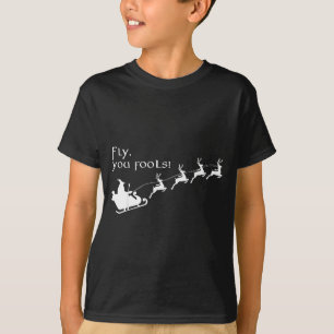 Camiseta Brujo Santa Trineo Reno Vuela Tontos Vintage