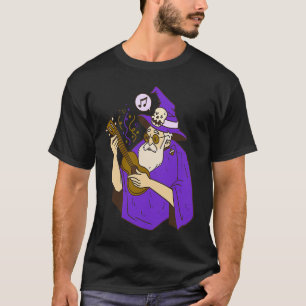Camiseta brujo ukelele bruja música tocando guitarra