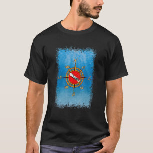 Camiseta Brújula de buzo de buceo Bandera de buceo