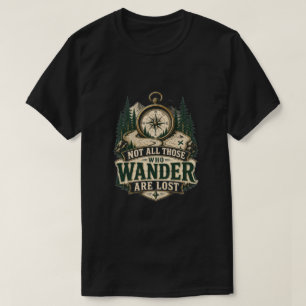 Camiseta Brújula Gráfica No Todos Los Que Vagan Están Perdi
