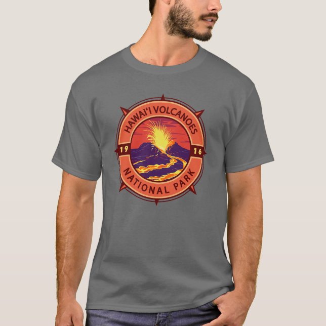 Camiseta Brújula retro del parque nacional de los Volcanes  (Anverso)