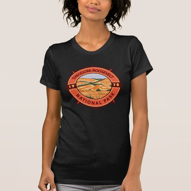 Camiseta Brújula retro del parque nacional de Theodore Roos (Anverso)