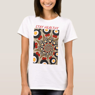 Camiseta Brunch Fractal Art Comida divertida, Tomates, Huev